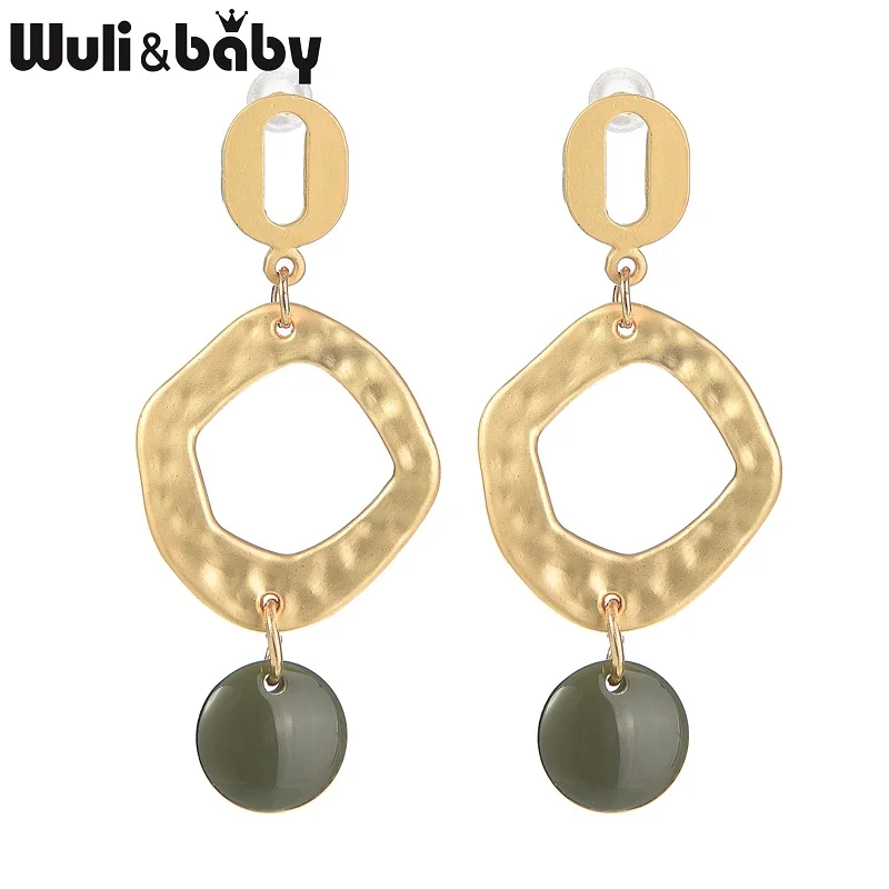 Wuli &amp baby трендовые круглые серьги с геометрическим рисунком красного и зеленого