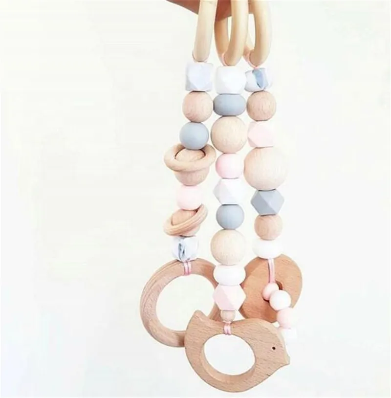 

INS Nordic Style Cute Animal Wooden Beads Ornament Hanging Pendant Bracelet For Baby Rattle Stroller Accessories Photo Props
