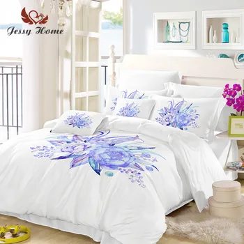 

Purple Rose Bedding Set Queen Size White and Red Duvet Cover flower Bed Set Bedclothes 3pcs US/AU/RU Size with Pillow Case M1045