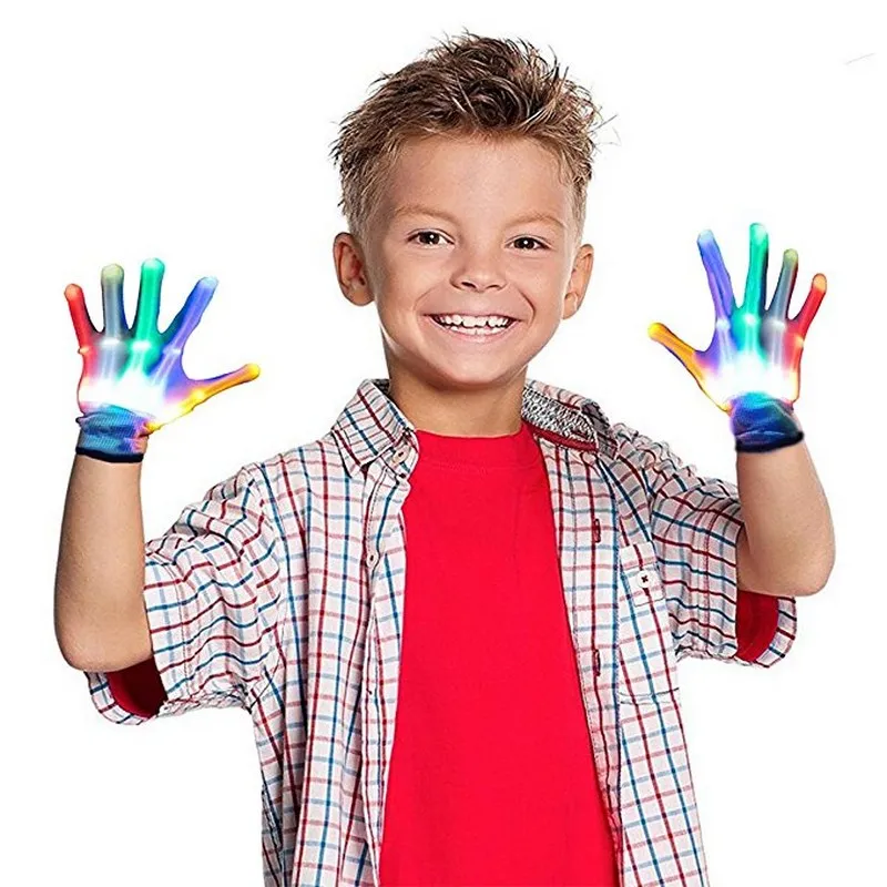 Colorful LED Flashing Gloves Finger Glow Flash Novelty Toys for Kids Adult Festive Christmas Halloween Party Gift Light Toys (12)