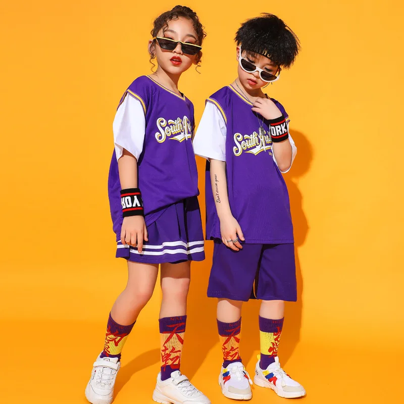 1 Set Kids Hip Hop Dancing Costumes for Girls Skirts Boys T Shirt Tops Jogger Pants Jazz Ballroom Dance Clothes Event Show Wear