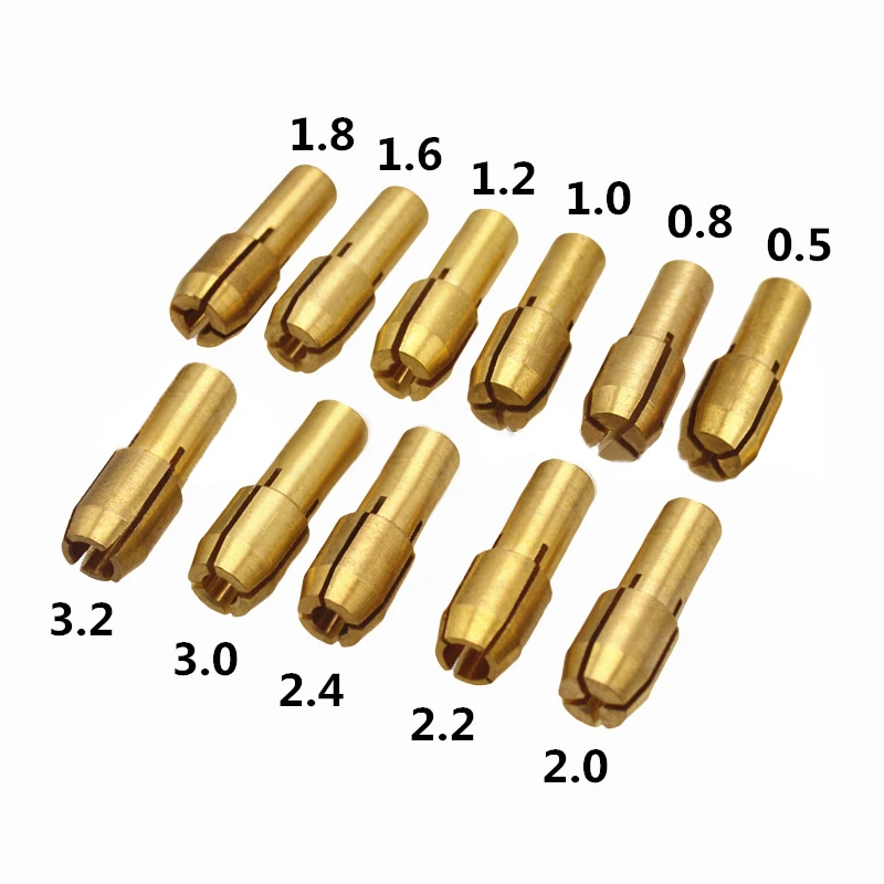 

11 PCS Drill Chucks 0.5-3.2mm Collet Bits Grinding Power Rotary Tool Replacement Accessories With High Quality