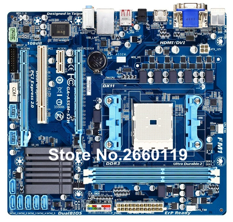 

Desktop motherboard for GIGABYTE GA-A55M-S2H DDR3 system mainboard fully tested and 100% working