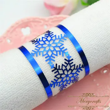 

Snowflakes design 50pieces free shipping royal blue wedding laser cut napkin rings