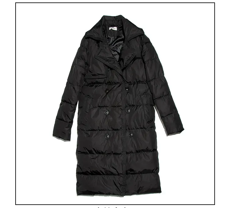 Женская длинная куртка пальто зимняя свободная теплая черная двубортная хлопковая Куртка парка зимняя женская повседневная стеганая куртка HS530