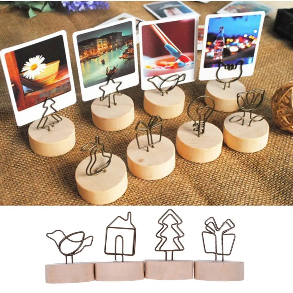 4CM Creative Round Wooden Photo Clip Memo Name font b Card b font Pendant font b