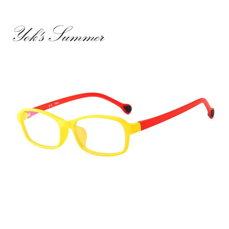 YOK'S Kids TR90 очки против голубого излучения детская оптика очки по рецепту прозрачная рамка студенческий компьютер близорукость стекло C1264 - Цвет оправы: C9 Yellow Frame