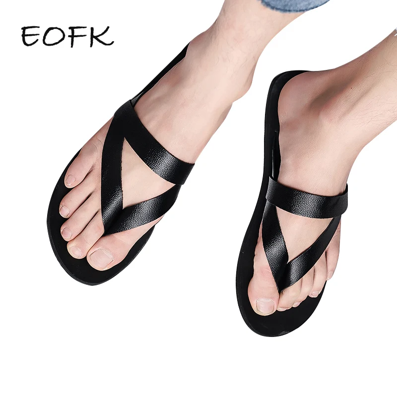 EOFK/мужские вьетнамки, шлепанцы, новинка года, летние однотонные модные пляжные сандалии, обувь для мужчин, большие размеры 47