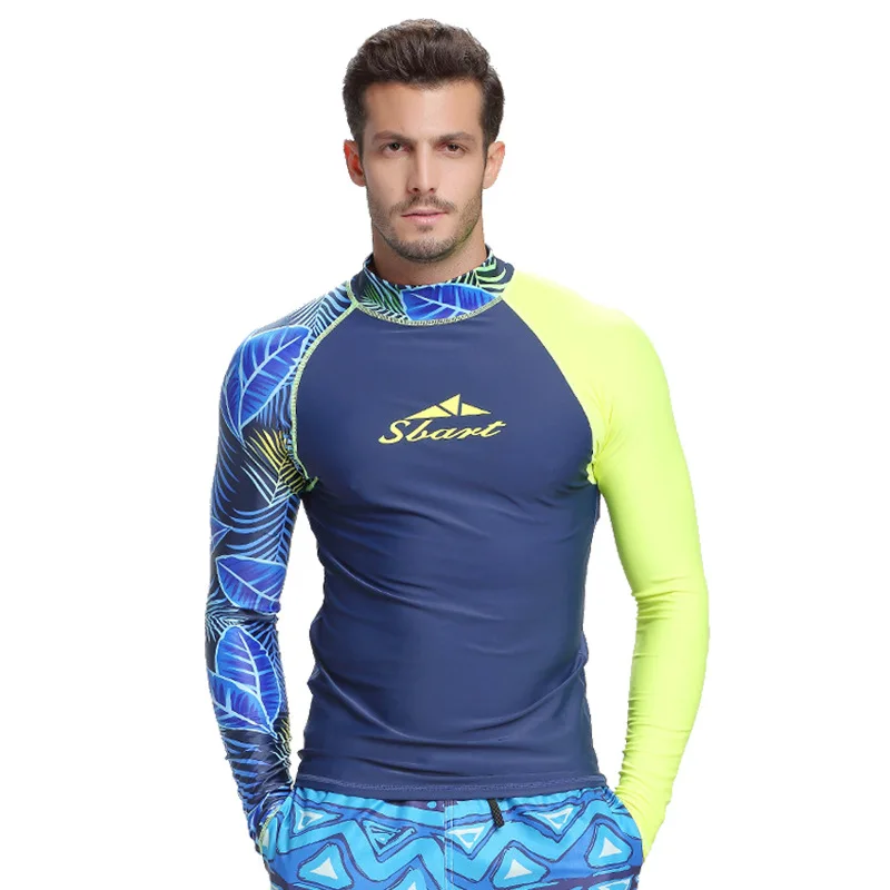 Купальники мужские Rashguard для серфинга дайвинга рубашка Одежда УФ Защита Rashguard боди купальник с длинным рукавом+ шорты мужские - Цвет: 1