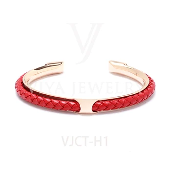 

New Arrival Cow Leather Bracelets C Shape Stainless Steel Leather Jewelry Accept Custom LOGO For Men and Women