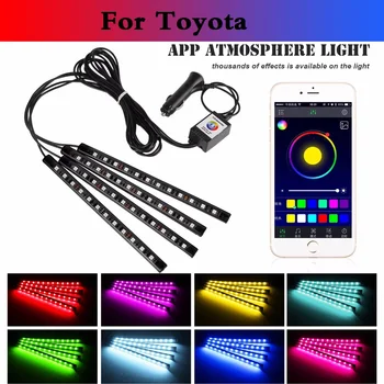 

New 4PCS Remote control Car RGB Strip Light Atmosphere Foot Lamp For Toyota Prius Prius c Probox Progres Pronard RAV 4 Rush Sai