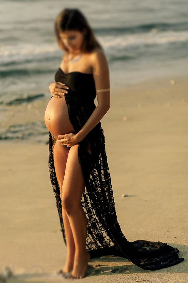 Беременность длинное кружевное платье для беременных реквизит платье для беременных фото съемки кружева платья свадебное платье пляж [Yelaumoky]