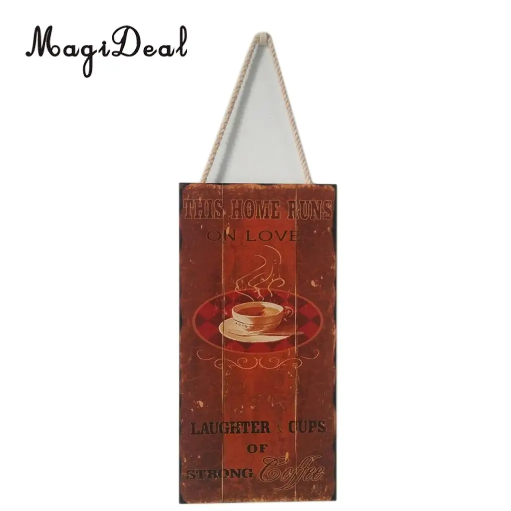 MagiDeal Cafe Bar Pub Kitchen Wooden Sign Dining Hall Coffee House Decor Sign Plaque Wall Plate Board Decorative Sign