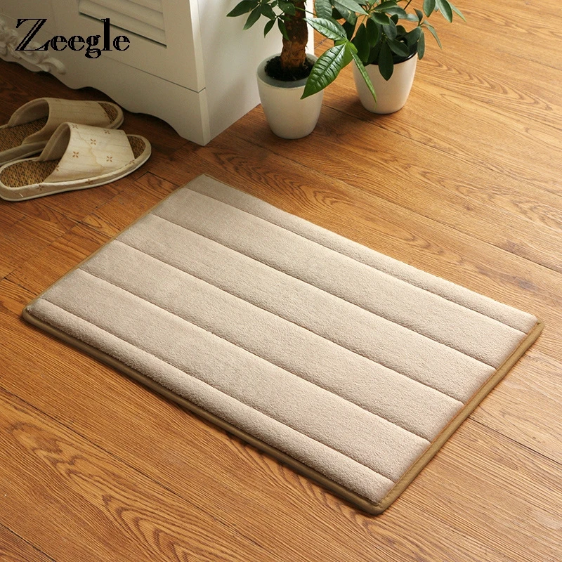 Zeegle Coral Fleece Bathroom Sponge Mats Living Room Bedroom Kitchen