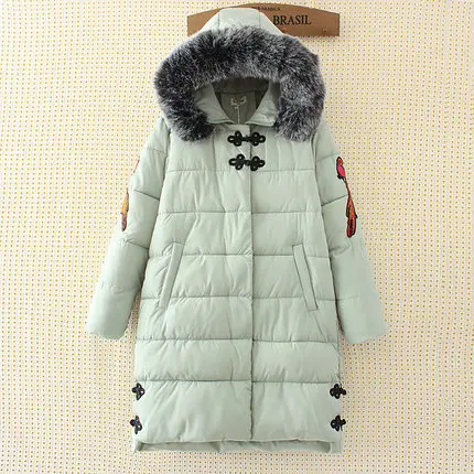 Women Winter Cotton Padded Jacket Chinese Style Button Hooded Fur Collar Loose Parkas Female Winter Coats Plus Size 5XL AS024 (9)