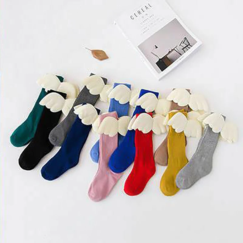 

Kids Girls Baby Angel Wing Long Socks Spanish Knee High Sock Soft Frilly Kid 1-10Y Children Summer Lovely Gifts New Hot