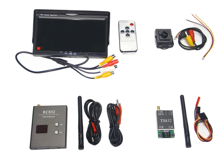 

Wireless Audio Video System 5.8Ghz FPV 600mw Transmitter 40Ch Receiver 800x480 Monitor 700TVL Camera Remote Control Toys