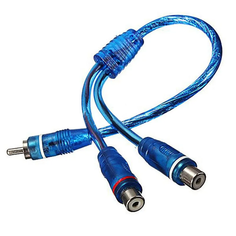 

1 RCA Male To 2 Female Splitter Stereo Audio Y Adapter Cable Wire Connector Blue Audio Cable Video Plug Converter free shipping