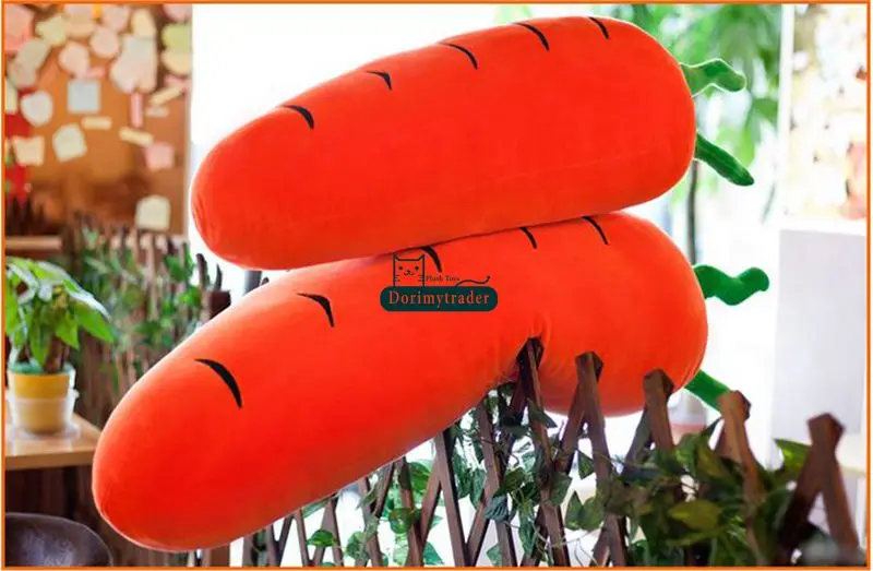 Dorimytrader New Lovely Soft Cartoon Carrot Plush Pillow Simulated Anime Carrots Cushion Doll Vegetables Toy 39inch 100cm DY61728 (8)