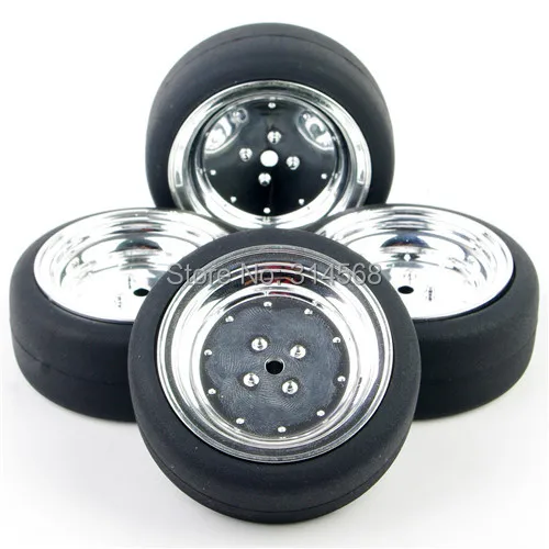 

1:10 RC On-Road Flat Drift Car HPI Rubber Tires Wheel Rim Hub Remote Control Toy Car 12mm Hex Model Toy Accessorie 4Pcs/Set