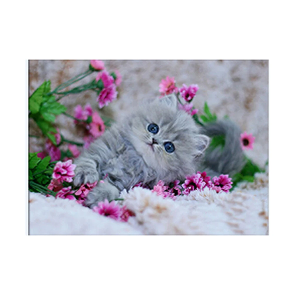 

2017 Diamond Embroidery 3D Diamond Painting Cross Stitch Cute Kitten Kit Home Decor Full Square Rhinestones Diamond Mosaic
