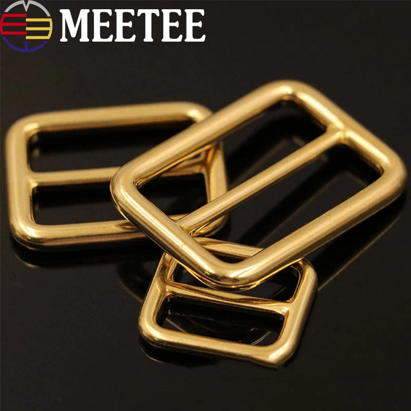 2Pcs Solid Brass Square Metal Buckle Belt Backpack Strap Dog Collar