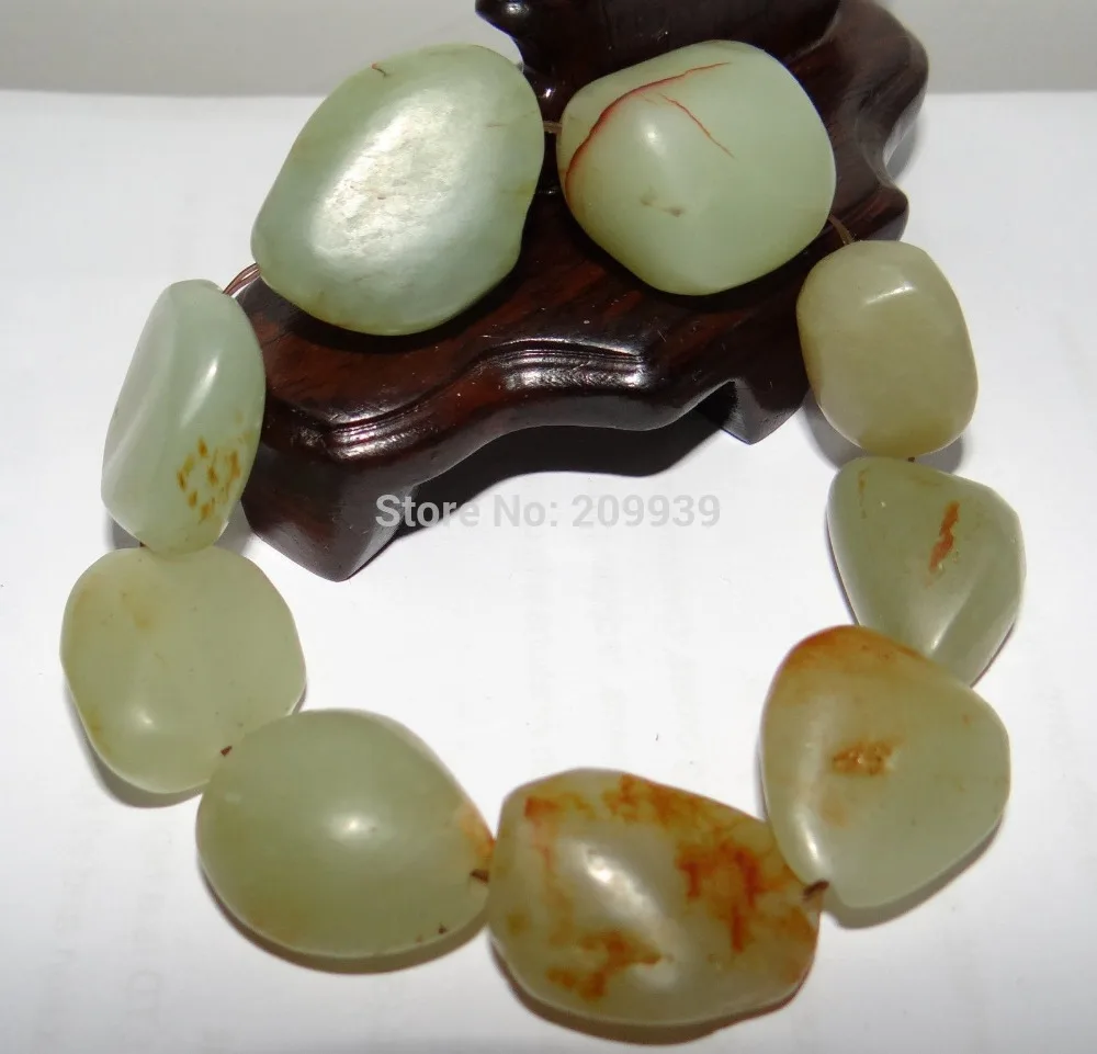 

huij 00688 China Nature Hetian Nephrite Jade Seed Species White Pearls Bangle Bracelets (A0502)