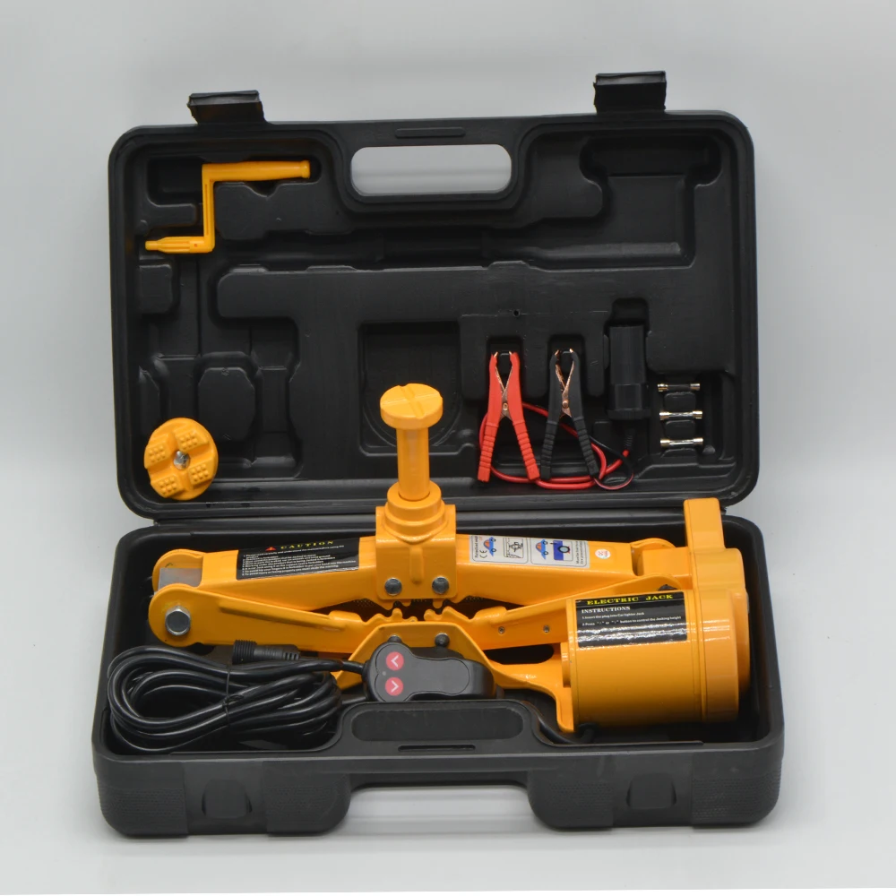 yellow and silver colors 2 functions electric scissor car jack with