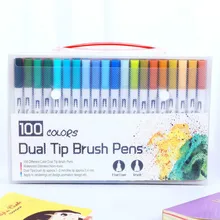 100 цветов двойной TipsFine кисть маркер на основе чернил Акварельная кисть эскизный карандаш маркер ручка для манга школьные принадлежности