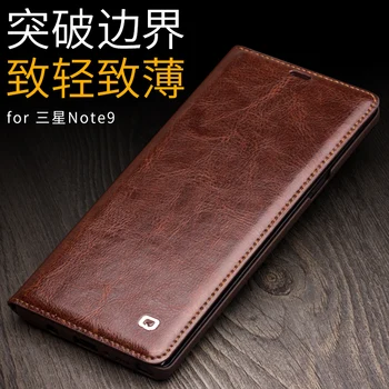 

For Samsung Galaxy Note 9 Original QIALINO Brand Real Natural Calf Skin Genuine Leather Case Flip Phone Cover For Samsung Note9