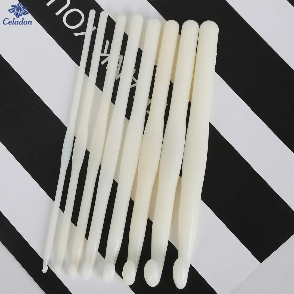 Крючки для вязания белые пластиковые крючки длина 14 см 3 Φ 10 мм|knitting needles|plastic