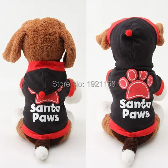 Fashion Pet Dog clothes Dog cat Santa Paws Clothes Pullover Warm Costumes Puppy Coat wholesale