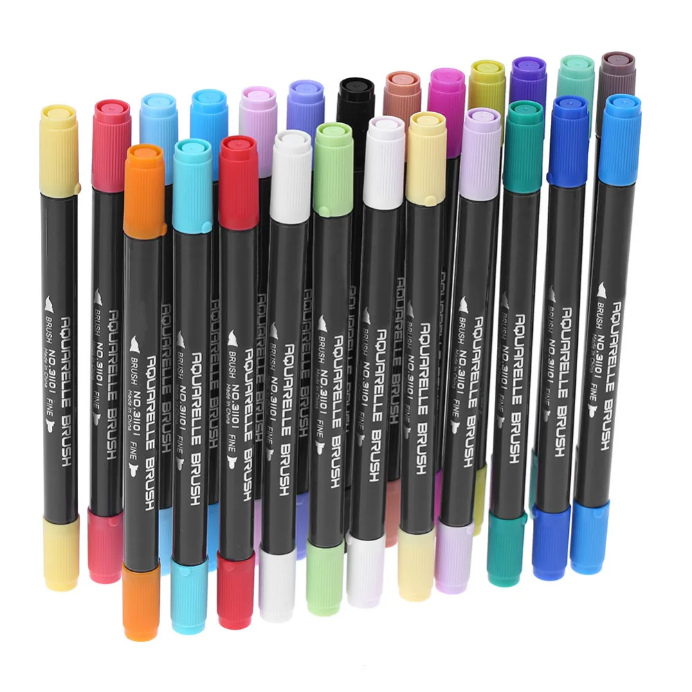 

36Colors Quick Dry Sketch Marker Pen Set Water Paint Highlighters Pen No Fading Twin Tip Fine Brush Marker Pen