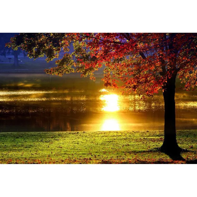 YIKEE diamond painting Sunset Lake,5d diy diamond painting crystal