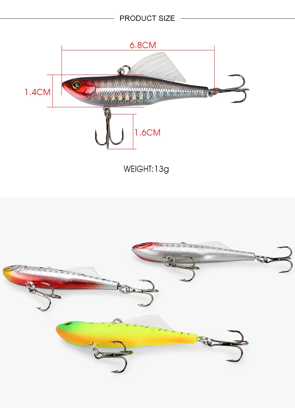 Isca de Pesca Isca com Barbatanas Dagezi Cores Isca Artificial 6.8cm - 13g Duro Lula Crankbait Pesca Equipamento Vib 4 5 Esporte e Lazer