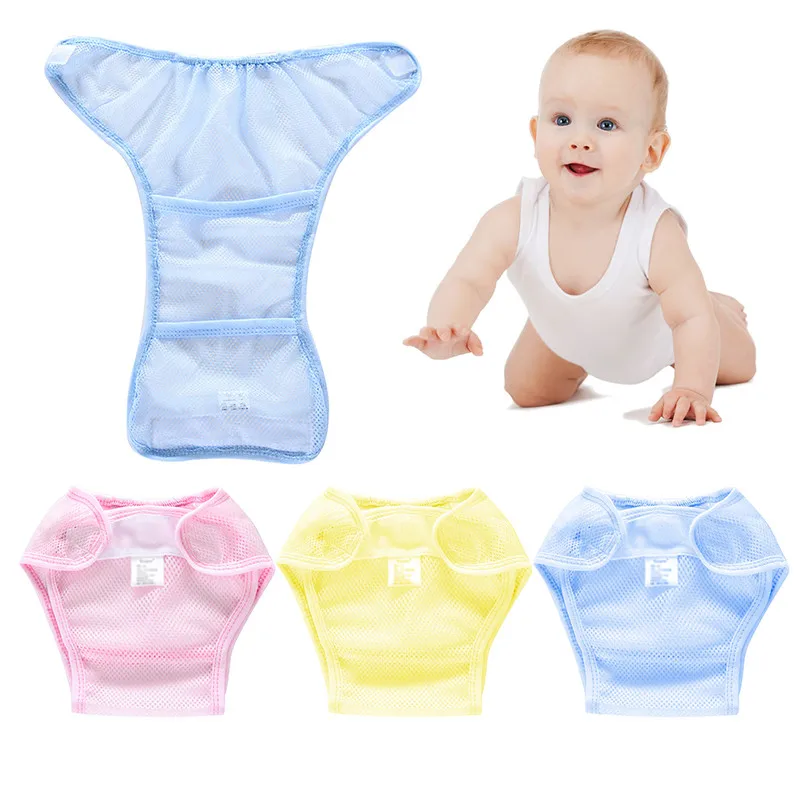 

Multi-function Unisex Reusable Diaper Newborn Baby Net Grid Diaper Sticky Buckle Adjustable Comfortable Cover Leak-proof