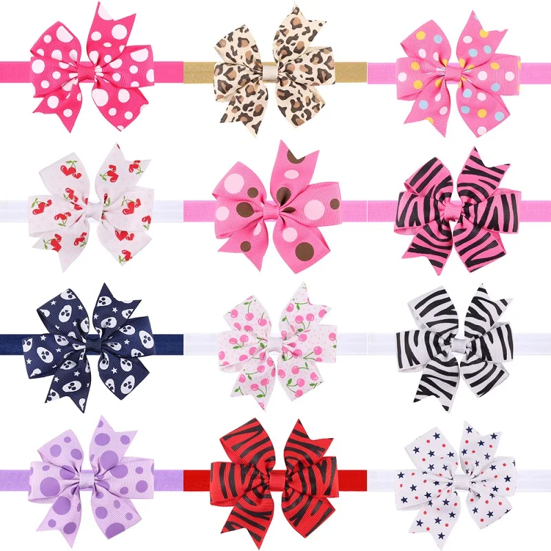 

Kids hair elastic bands ribbon bows Little girls head wraps Accessory headbands Flower hairband bandages 10pcs HB529
