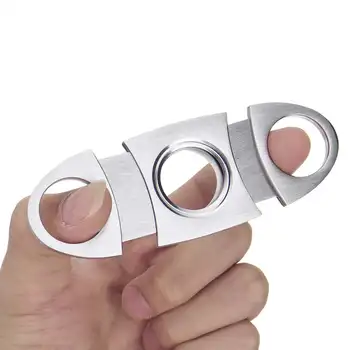 

Cigar Cutter Sharp Portable Sigaar Cutting Stainless Steel Double Blades Guillotine Cutter Cigar Pocket Scissors Cigarette Knife