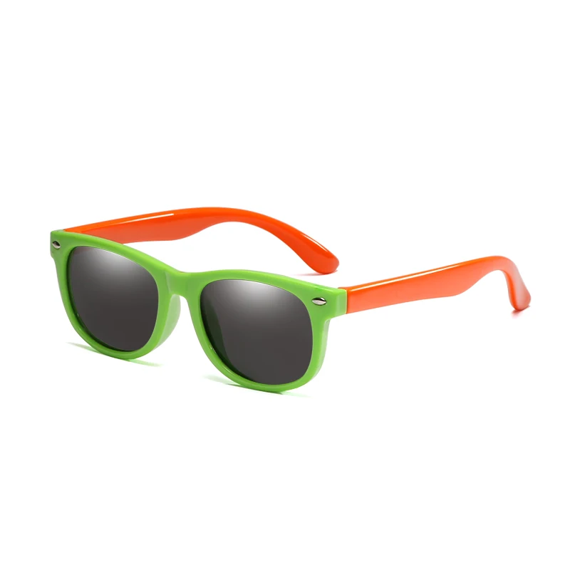 Longkeader, Детские поляризованные солнцезащитные очки TR90, Детские классические модные очки, детские солнцезащитные очки для мальчиков и девочек, солнцезащитные очки UV400 Oculos - Цвет линз: Green-Orange