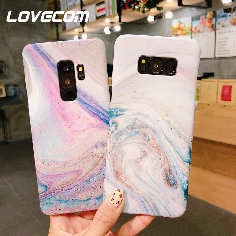 

LOVECOM New Colorful Marble Matte Hard PC Phone Case For Samsung Galaxy S8 S9 PLUS Note 8 9 Vintage Classic Cover Case Shell