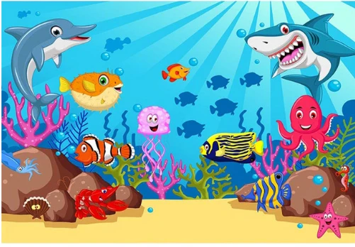 7x5FT Under Sea Bed Rocks Finding Fish Shark Aquarium Custom Photo Backgrounds Studio Backdrops Vinyl 220cm X 150cm | Электроника