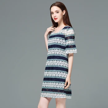 

Summer 2019 Mini Dress Sexy Dot Short O Neck Large Size Dress Sexy Women Hollow Out Night Club Body con Party Dresses Wholesale