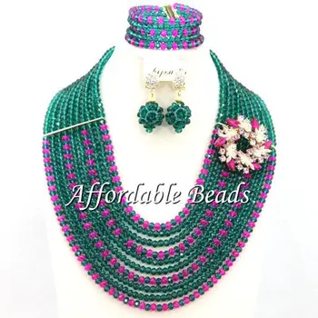 

Perfect Wedding Crystal Jewelry Set Nice Nigerian Beaded Jewelry Set Free Shipping ABE054