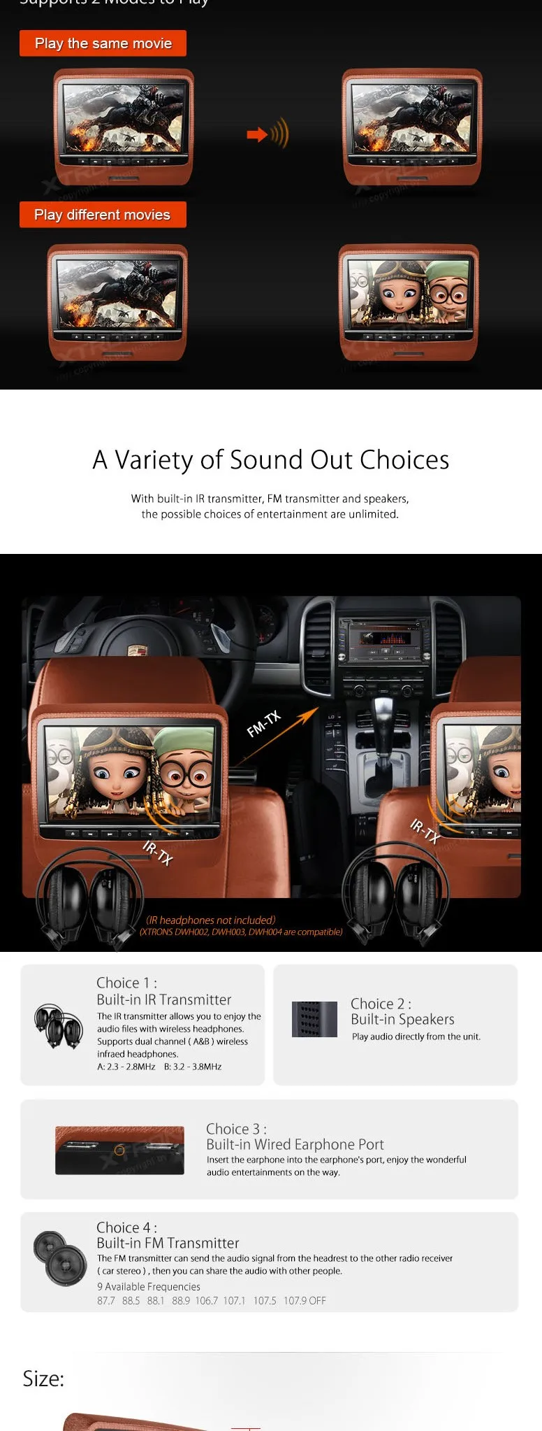 Discount 2*9" Leather Style Brown Color Headrest Car DVD Headrest DVD Headrest Monitor DVD with HDMI Port & 2 IR/FM Headphone Included 9 Discount 2*9" Leather Style Brown Color Headrest Car DVD Headrest DVD Headrest Monitor DVD with HDMI Port & 2 IR/FM Headphone Included 9