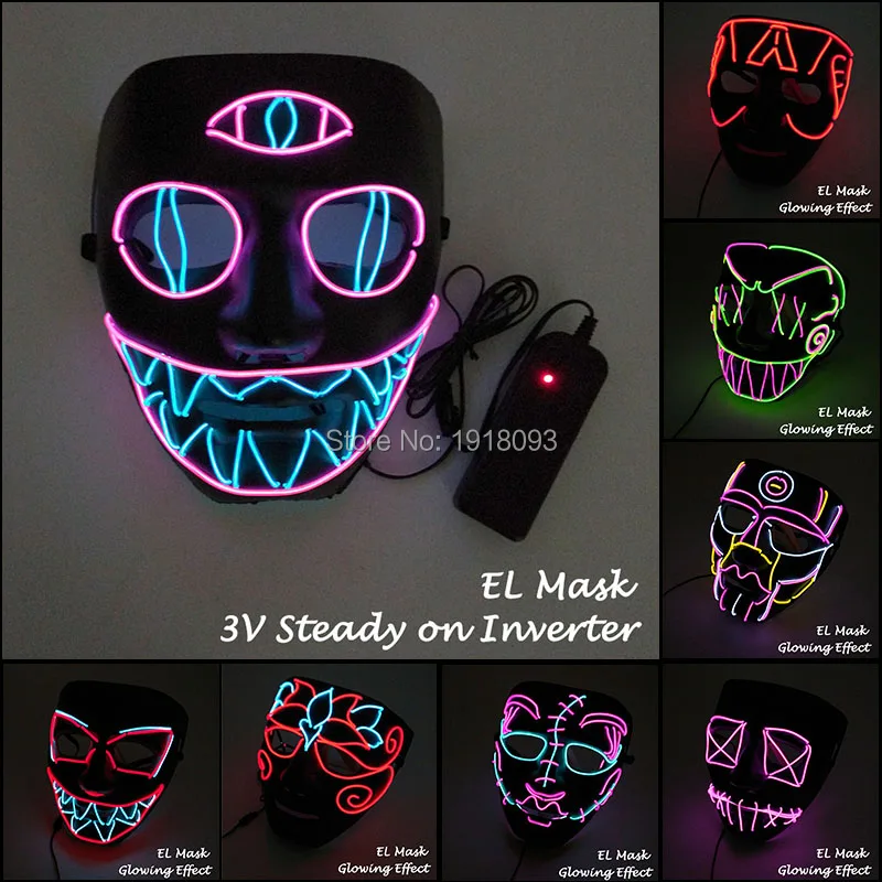 

Luminous Costume Mask Colorful Flashing Mask LED Strip Light Mask for Halloween Cosplay Decoration with Steady on Driver