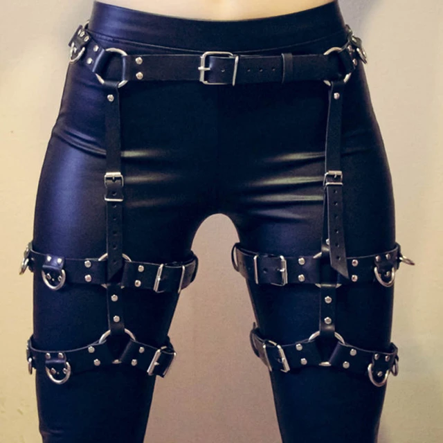Fashion Women PU Leather Waist Garter Sexy Garters Belt Gothic Punk