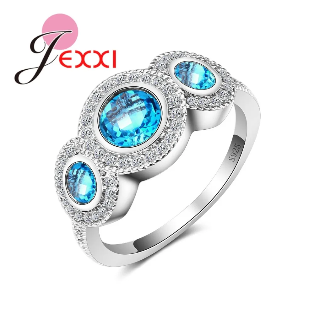 

Brand Cubic Zirconia Rings Engagement Blue CZ Stone Jewelry Ring Fashion Wedding For Women Wholesale