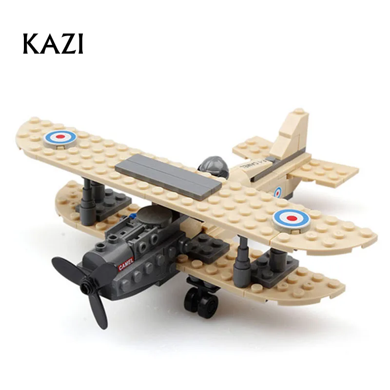 

KAZI 82001 Century Military Sopwith F-1 Camel Fighter Building Blocks Set Pilot Figures Kids DIY Brick Toy Christmas Gift