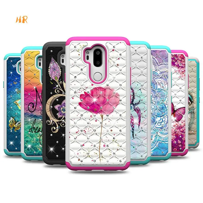 

PC TPU Leather Painted Drill Phone Cover For LG V40 ThinQ Q7 Plus G7 ThinQ Stylo 4 X Power2 K20 Plus LV3 K8 K10 Anti-fall Cases