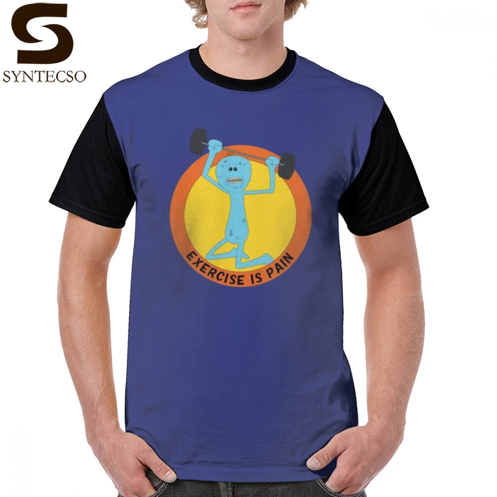 

Mr Meeseeks T Shirt Exercise Is Pain T-Shirt Funny Polyester Graphic Tee Shirt Men Classic Short Sleeve Print XXX Tshirt